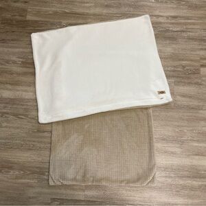 UGG Set Of 2 Standard Size 19x26 Shams White Tan Velour Zipper Closure Soft Cozy
